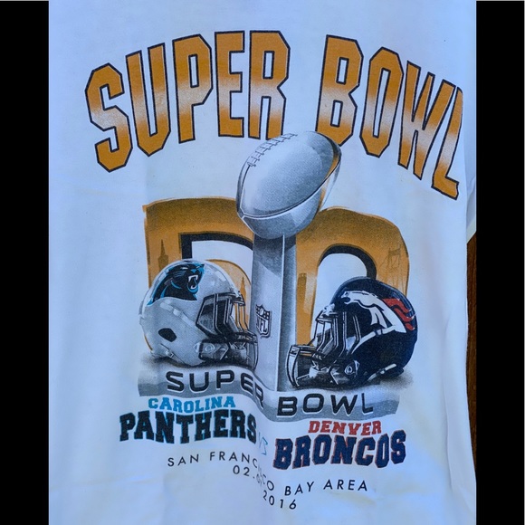 VINTAGE SUPER BOWL 50 CAROLINA VS DENVER T-SHIRT - Picture 2 of 4